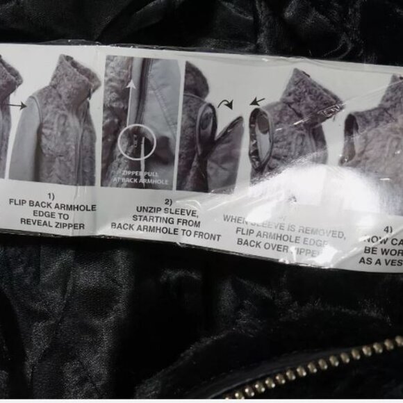 Dennis Basso Faux Fur Vegan Leather Zip Front Jacket w/ Zip-Off Sleeves NEW - Picture 10 of 14